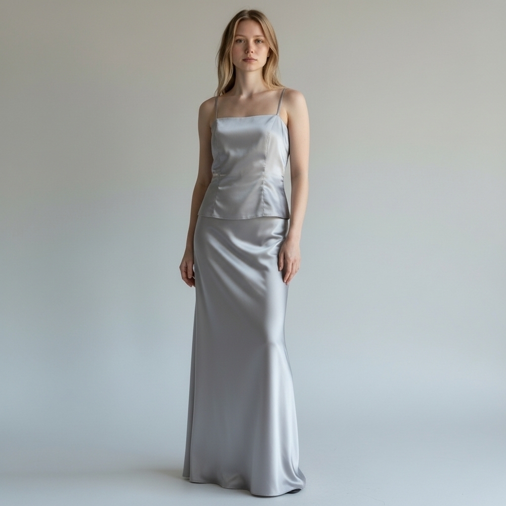 Shimmery Silver Skirt & Tank Top Set